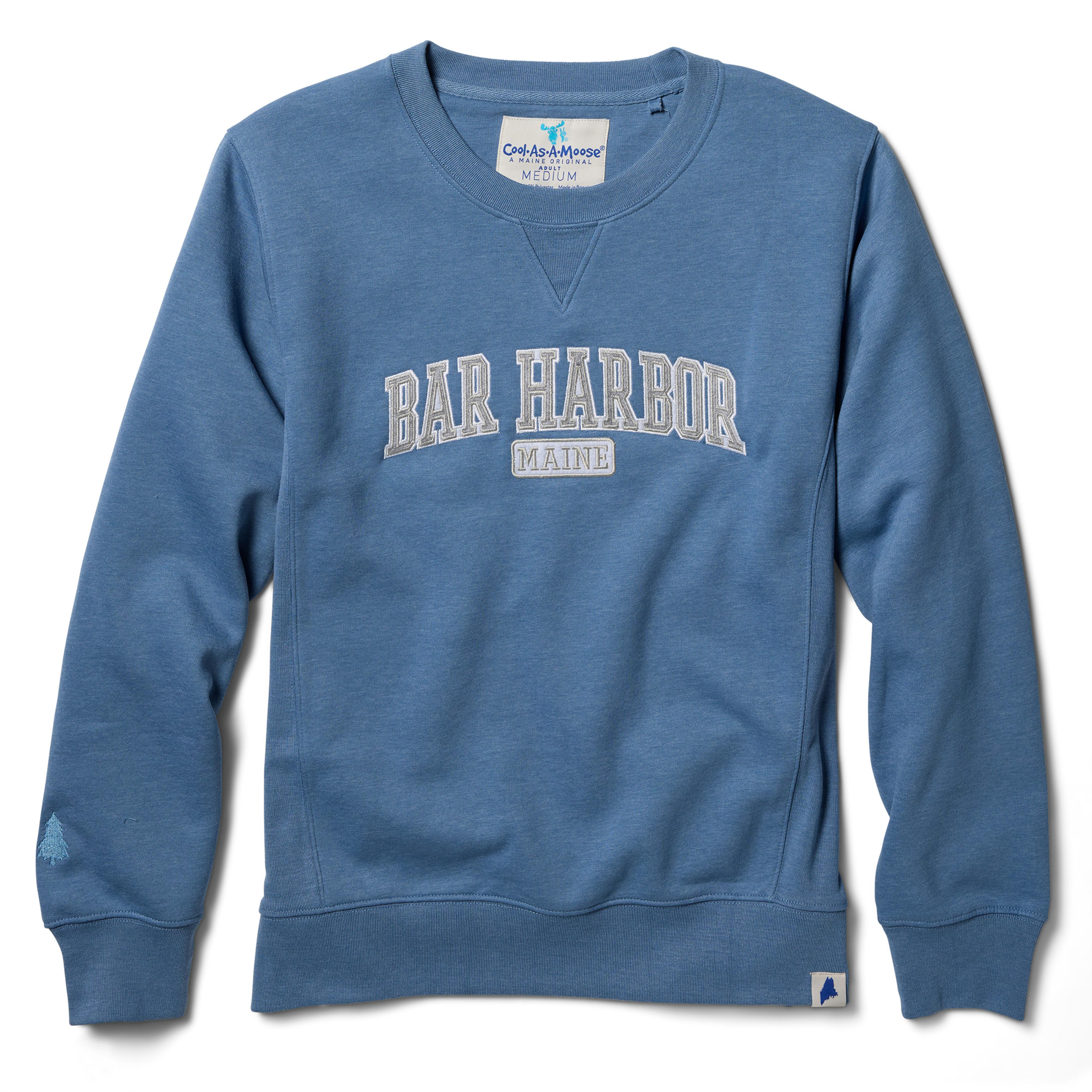 Bar Harbor Blue Applique Crew